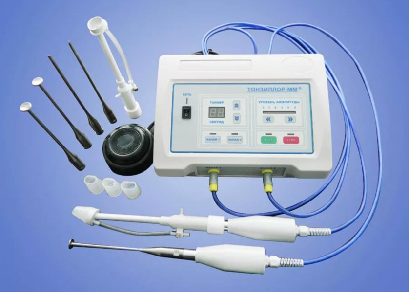 Вакуумное промывание лакун миндалин аппаратом «Тонзиллор»